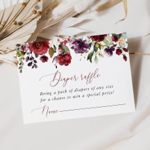 Burgundy Flowers, Rosa Flowers, Diaper Raffle