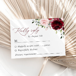 Burgundy Flowers, Rosa Flowers, Greenery, Bröllop OSA Kort