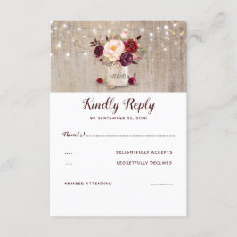 Burgundy Flowers Rustic OSA Kort