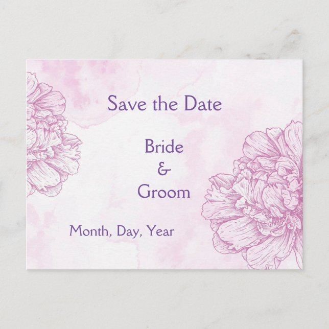 Burgundy Flowers  Save the Date Wedding Invites Meddelande Vykort (Framsida)