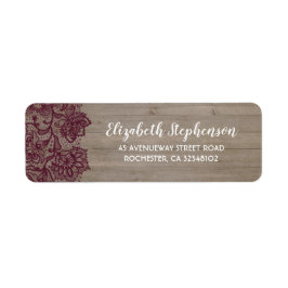 Burgundy Flowers Snöre Rustic Returadress Etikett