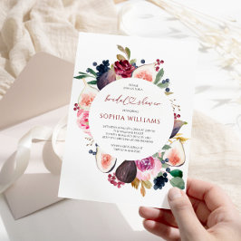 Burgundy Flowers Wandan Inbjudningskort för möhipp