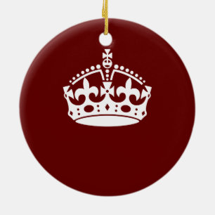 Burgundy för behållalugnkrona röd brytning julgransprydnad keramik