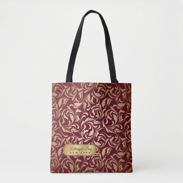 Burgundy för guld- krusidull för Monogram Luxe Tygkasse (Framsida)