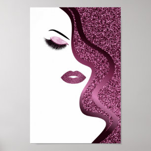 Burgundy för konstnär för hårstylistMakeup gli Poster