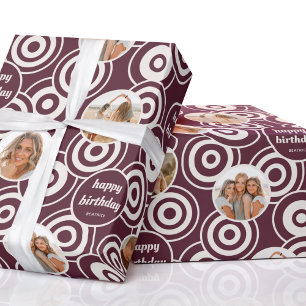 Burgundy för Photo Collage Retro Circles Presentpapper