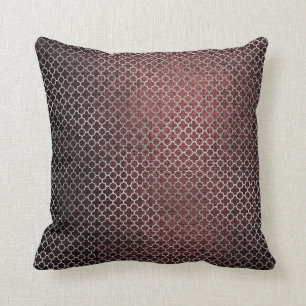 Burgundy för Quatrefoil art décosilver Noir Glam Kudde