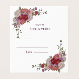 Burgundy Forest Blommigt Bröllop Place Cards Visitkort