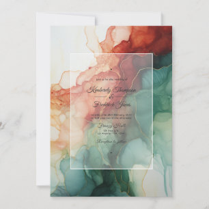 Burgundy, Forest Grönt och Charcol Bläck Bröllop Inbjudningar