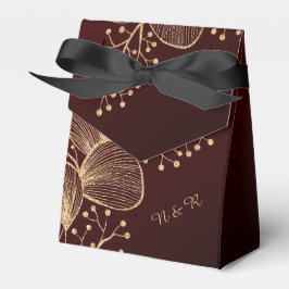 Burgundy & Förgylld Blommig Elegant Bröllop Presentaskar