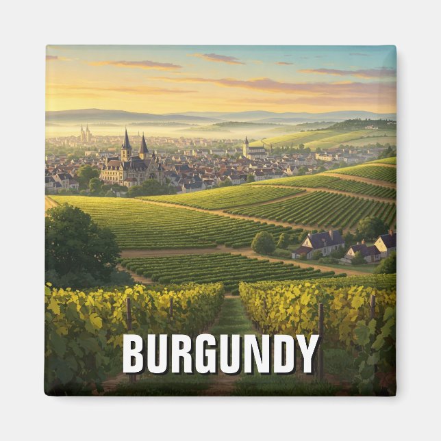 Burgundy Frankrike Travel Magnet (Framsidan)