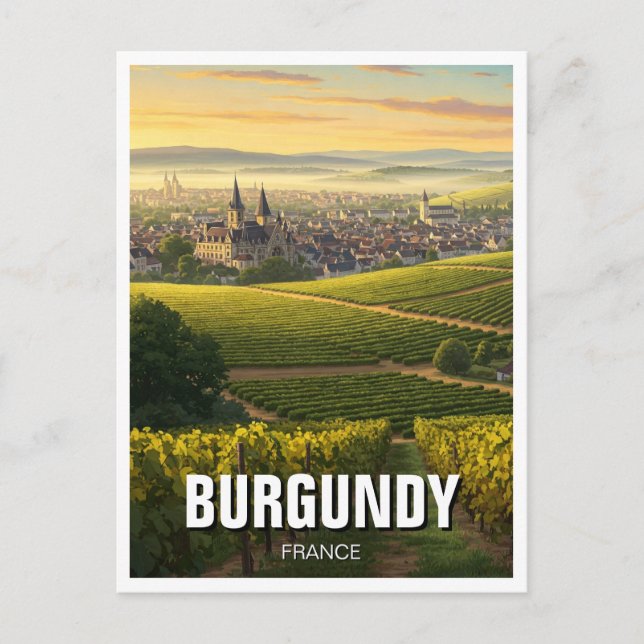 Burgundy Frankrike Travel Vykort (Framsida)