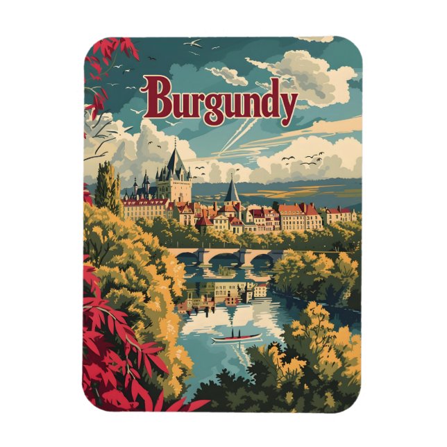 Burgundy Frankrike vintage art Magnet (Vertikal)