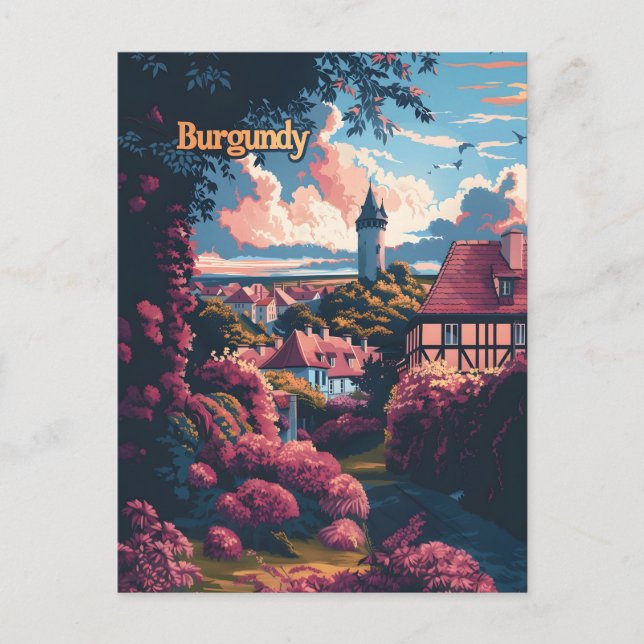 Burgundy Frankrike vintage resor ad Vykort (Framsida)