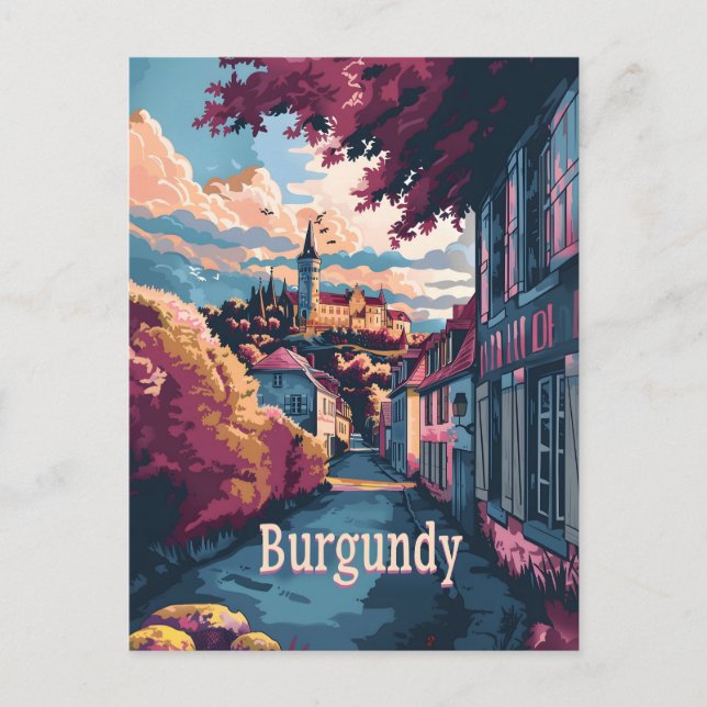 Burgundy Frankrike vintage Vykort (Framsida)