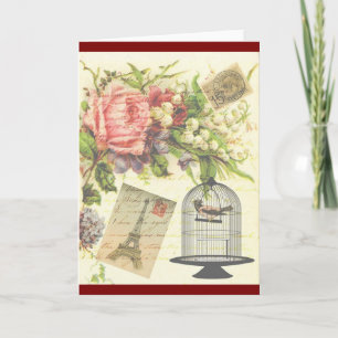 Burgundy Fransk Tema Vintage Paris Note Card Kort