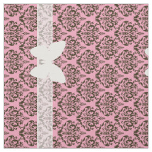 Burgundy Frosted Orchid Damask with Butterfly Tyg