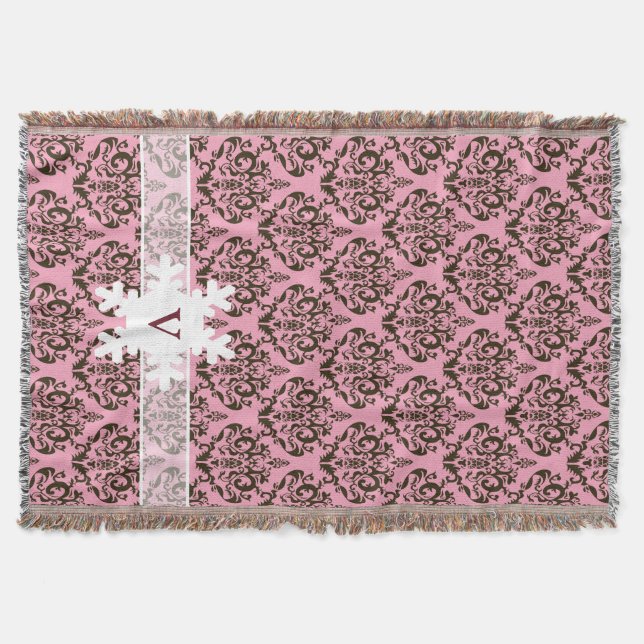 Burgundy Frosted Orchid Damask with Snowflake Filt (Framsidan)
