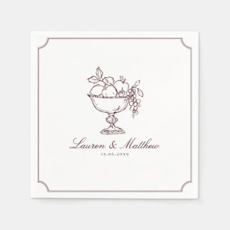 Burgundy Fruit Bowl Frame Wedding Napkins Pappersservett