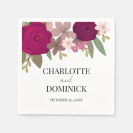 Burgundy Garden Flowers Bröllop Pappersservett