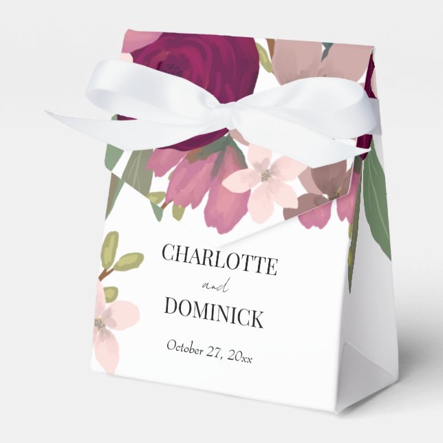 Burgundy Garden Flowers Bröllop Presentaskar (Framsidan Sidan)
