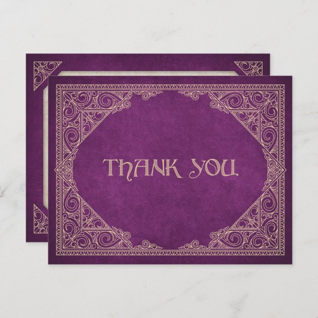 Burgundy Geek Bok Bibliotek Bröllop Tack Kort (Fram/baksida)