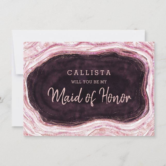 Burgundy Geode be My Maid of honor Frieri kort (Framsida)