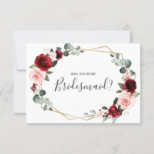 Burgundy  Geometric Bridesmaid Frieri kort