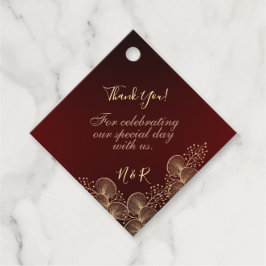 Burgundy & Gilded Floral Elegant Wedding Gåvor Etiketter