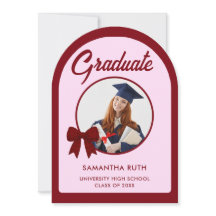 Burgundy Gingham Bow Arch Photo Graduation Party