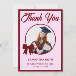 Burgundy Gingham Bow Photo Graduation Tack Kort