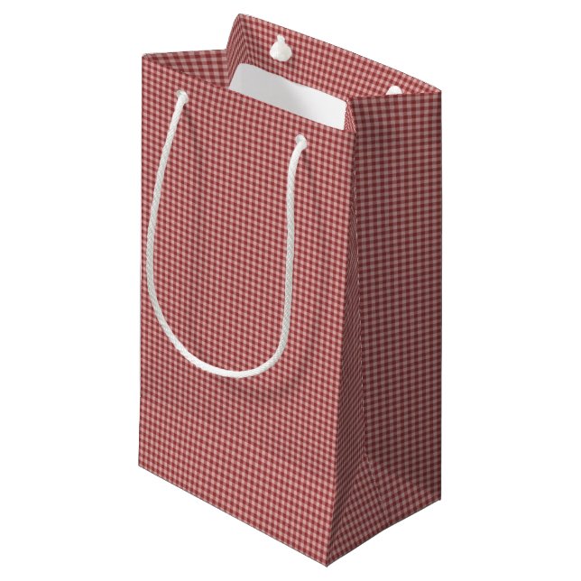 Burgundy Gingham-GIFT BAG s (Framsidan Vinklad)