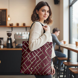 Burgundy Glam Geometrisk Tygkasse