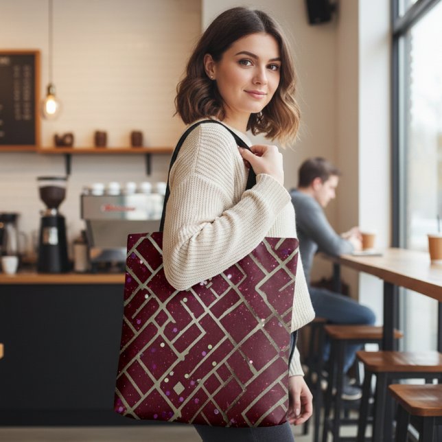 Burgundy Glam Geometrisk Tygkasse (Skapare uppladdad)