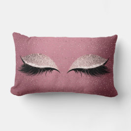 Burgundy Glitter Lash Öga Ro Makeup-viloläge Lumbarkudde