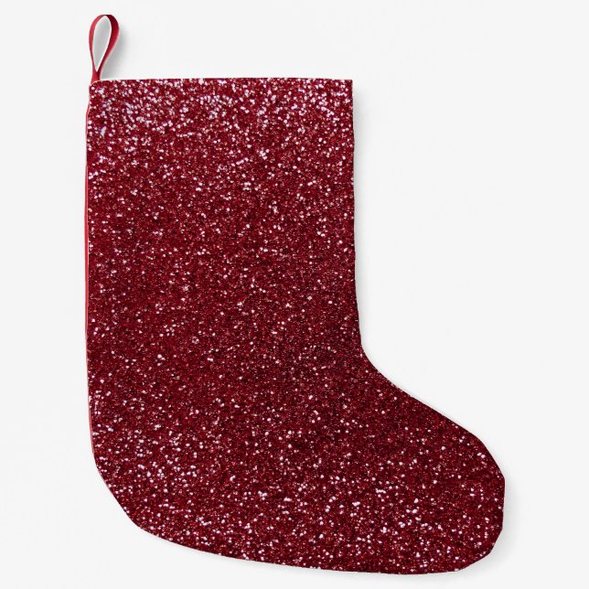 Burgundy glitter liten julstrumpa (Framsidan)