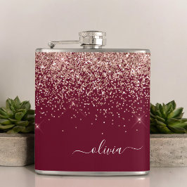 Burgundy Glitter Monogram Rosa ros Guld Fickplunta
