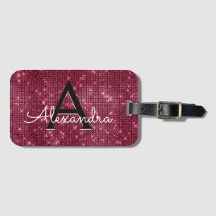 Burgundy Gnistra Twinkle Gnistra Monogram Namn Bagagebricka