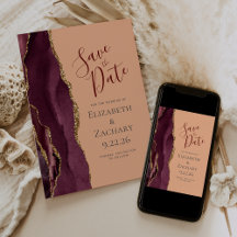Burgundy Gold Agate Peach Spara datum