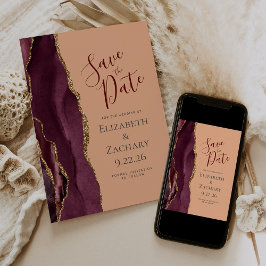 Burgundy Gold Agate Peach Spara datum Meddelande