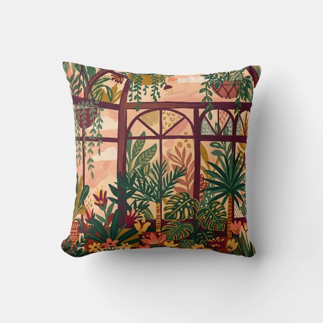 Burgundy & Gold Botanisk Kudd Kudde (Framsida)