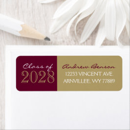 Burgundy & Gold Examen Returadress Etikett