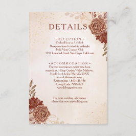 Burgundy & Gold Floral Wedding Enclosure Card Tilläggskort
