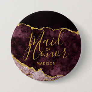 Burgundy & Gold Foil Agate Marble Maid of honor Knapp