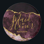 Burgundy & Gold Foil Agate Marble Maid of honor Magnet<br><div class="desc">Burgundy  Rosa Watercolor & Gold Foil Watercolor Agate Gilded Geode Design,  med Modern och Script typsnitt. Trendig och Chic Bröllop Maid of honor,  magnet! ~ Kolla min butik för att se hela bröllop-svit för den här designen!</div>