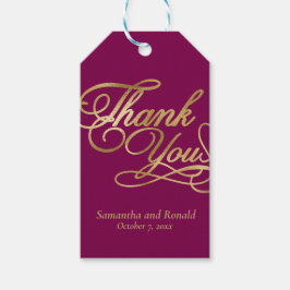 Burgundy & Gold Foil Thank You Calligraphy Wedding Presentetikett