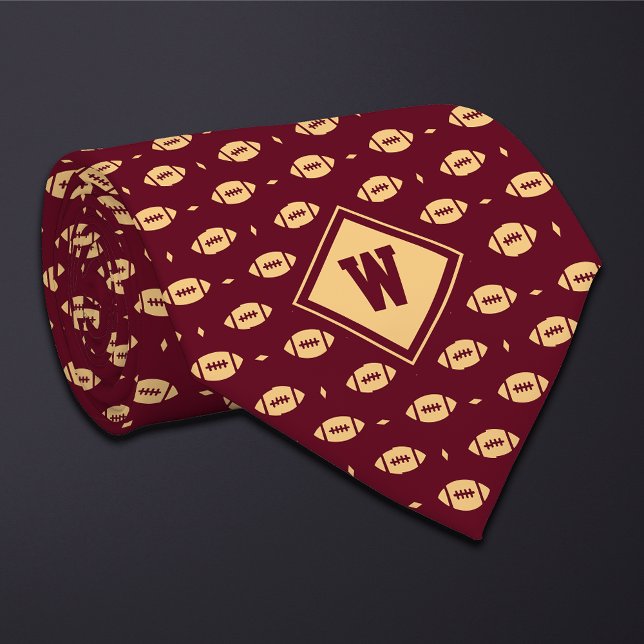 Burgundy Gold Football Icon Necktie Slips (Skapare uppladdad)
