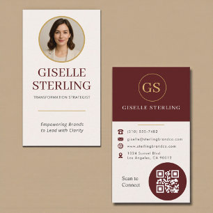 Burgundy Gold Foto QR-kod Visitkort