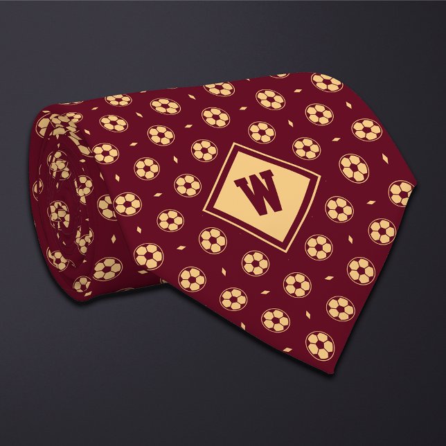 Burgundy Gold Futbol (Soccer) Ball Icon Necktie Slips (Skapare uppladdad)