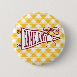 Burgundy & Gold Gingham Match Day Vimpel  Knapp